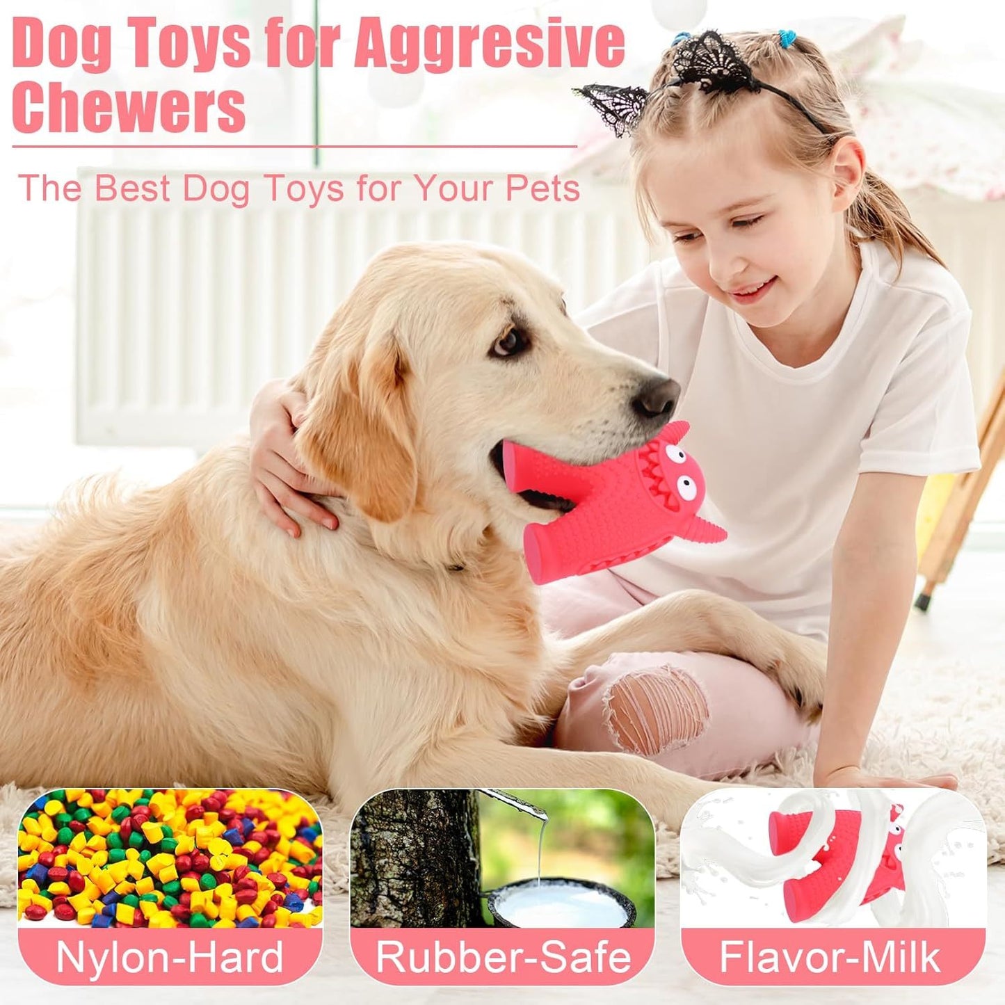 Natural Rubber Toys for Dogs with Squeaky 